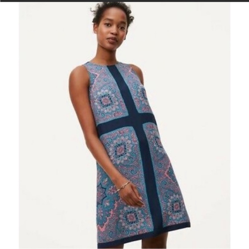 Ann Taylor Loft Paisley Sleeveless Shift Dress Sz XS EUC - Picture 3 of 10